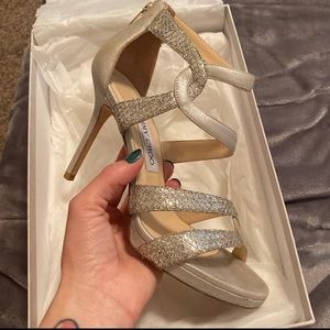 Jimmy Choo Silver Esme Heels